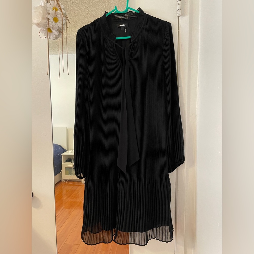 NWOT DKNY Black Pleated Dress
